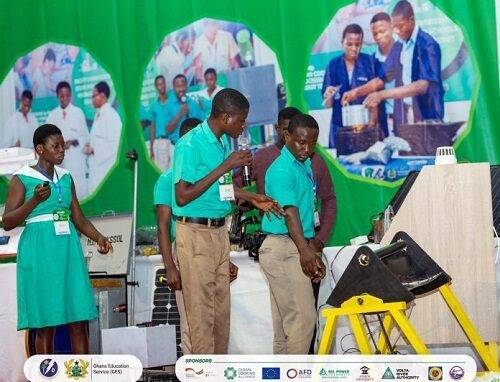Students of Kpedze SHS showcasing their invention during last year’s contest