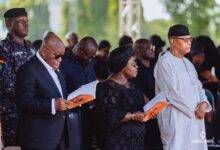 President Akufo-Addo (left) and other dignitaries at the funeral of the late Ama Ata Aidoo