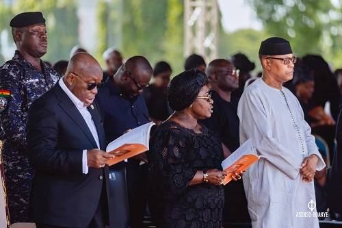 President Akufo-Addo (left) and other dignitaries at the funeral of the late Ama Ata Aidoo