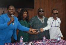 Dr Peter Obeng-Asamoa(in smock) with other dignitaries launching the device. Photo Godwing Ofosu-Acheampong