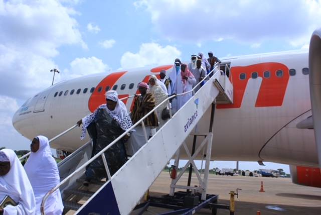 Hajj pilgrims arriving in the flight at the Tamale International Airport.
