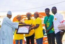 Team Nima Stars receiving their prizeabout by the African Continental