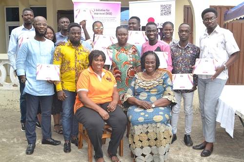 Mrs Joana A. Opare and Ms Bame with some of the journalist after the programme Photo Victor A. Buxton