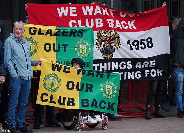 • A section of fans at a previous protest