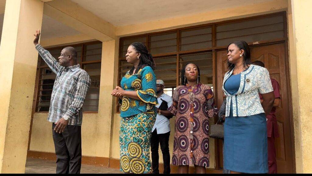 Inset: Mr Ofori, Ablekuma North MCE (hand raised) with some GES officials at one of the centres