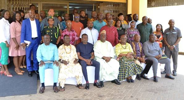 Dr Ibrahim Mohammed Awal (middle) with other dignitaries after the meeting Photo Victor A. Buxton