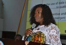 Dr Mrs Charity Sarpong (inset) speaking at the programme Photo Victor A. Buxton