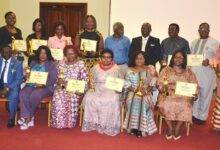 The awardees with thier certificates .Photo Godwin Ofosu-Acheampong