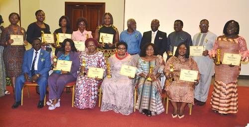 The awardees with thier certificates .Photo Godwin Ofosu-Acheampong