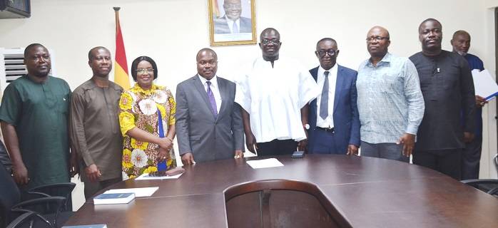 Mr Bryan Acheampong(fourth from right) wit the committee members . Photo Godwin Ofosu-Acheampong