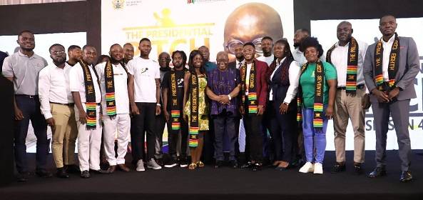 President Akufo-Addo(middle) with the ten finalists