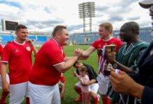 • Russia and African diplomats exchanging pleasantries after a football match recently