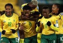 South African players celebrating their qualification