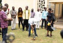 Mr Addai breaking the ground for the commencement of the project