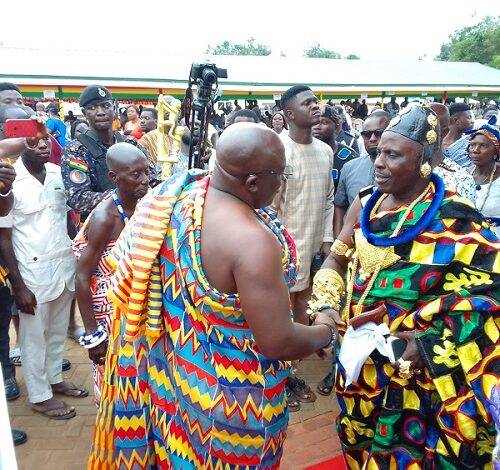 • Mr Acheampong and Nene Korabo IV exchanging pleasantries after the ceremony