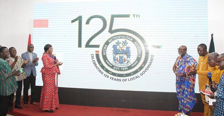 Mrs Elizabeth K.T Sackey (fourth from left) officially launching the AMA 125th anniversary celebration. Applauding are some dignitaries at the programme. Photo.Ebo Gorman