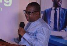 Dr Gundona (inset) presenting the report Photo: Godwin Ofosu-Acheampong