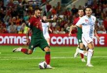 Portugal v Luxembourg - Estadio Algarve, Almancil, Portugal - September 11, 2023 Portugal's Bruno Fernandes scores their eighth goalI