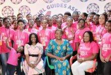 Ms Brigitte Dzogbenuku (middle) with some of the young girls and facilitators