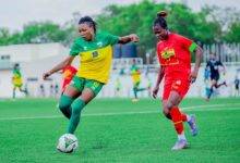• Zawadi Usanase and Portia Boakye in a tussle for the ball