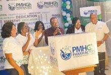 • Mr Samuel Kow Donkoh (middle) together with some executives launching the PMHGh.
