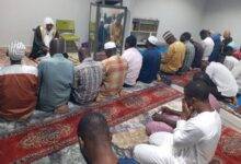 Sheikh Tuntunba leading the Muslims in prayers in the Mosque