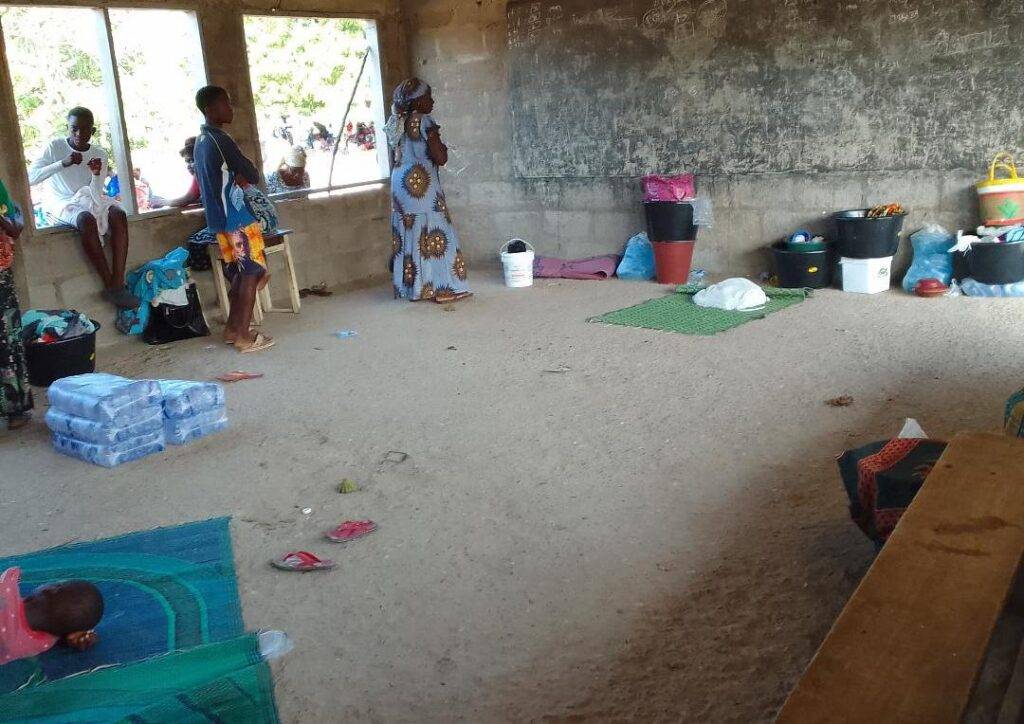 One of the classrooms housing the displaced persons