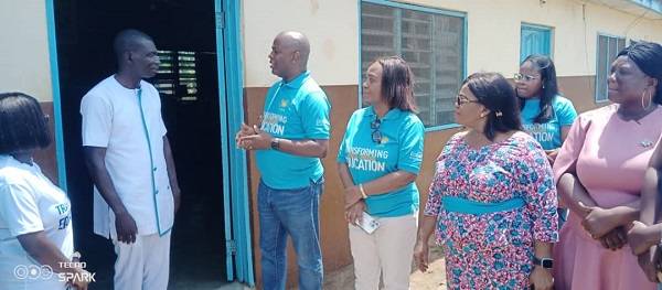 • Acting MD of Ecobank Ghana, Madam Joanah (third from right), Rev. Dr Asare (second right) and others during the tour of the Institute.