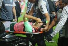 • Juankar leaving the field on a stretcher after being hit by a firework