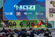 Panellists led by Kenya's President William Ruth (middle) conduct a session during the Africa Climate Summit 2023 at the Kenyatta International Convention Centre (KICC) in Nairobi on September 5, 2023. Luis Tato / AFP