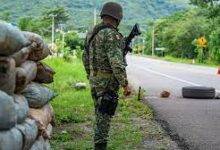 • Mexican Army soldiers in a patrol for drug and human trafficking groups