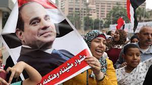 Supporters of President Abdul Fattah al-Sisi gathered in Giza on Monday when he announced his candidacy