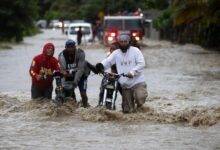 • A flooded road in San Jose de Ocoa, Dominican Republic
