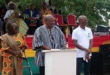 • Ex-Pres John Dramani Mahama (middle) speaking at the durbar