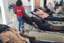• Some staff of New Times Corporation donating blood at the North Industrial Melcom branch
