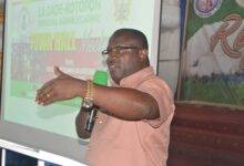 Mr Nikoi (inset) addressing stakeholders at the meeting Photo Victor A. Buxton