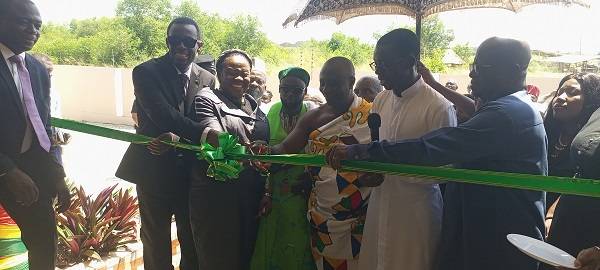 • Justice Torkornoo (second from let), Mr Darko-Mensah (left) and others inaugurating the court facility (inset)