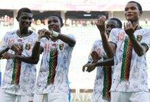 • Malian players celebrating the third goal