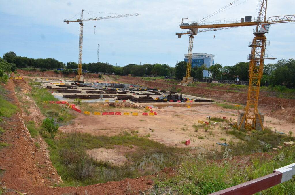 A view of the grounds work of the project