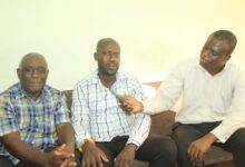 Nana Boateng Gyimah II (middle) and Mr Oppong (left) speaking to our Reporter