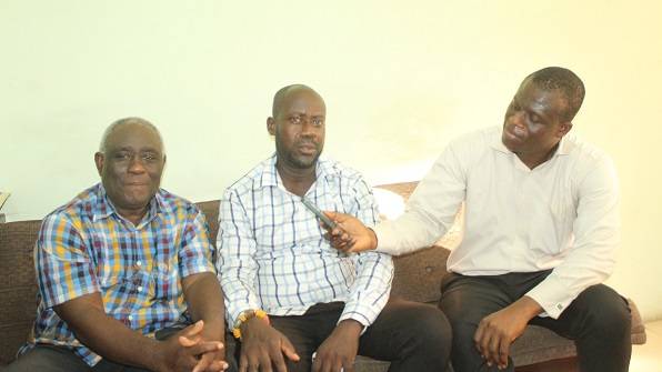 Nana Boateng Gyimah II (middle) and Mr Oppong (left) speaking to our Reporter