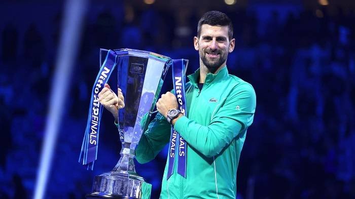 Novak Djokovic with his trophy