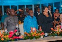 • President Akufo-Addo (middle), Dr Kwaku Afriyie (left) and U.S. Ambassador, Virginia E. Palmer at the event