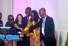 • Mrs Twum-Ampofo (second from right) and officials of KTU and GIZ cutting the cake to launch the programme