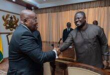 • President Akufo-Addo (left) in a handshake with Mr Kofi Baah Agyepong