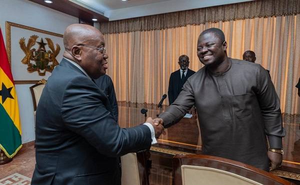 • President Akufo-Addo (left) in a handshake with Mr Kofi Baah Agyepong