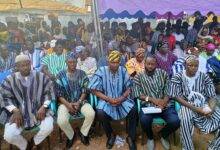 Mr Amadu (3rd from left), and other officials during the celebration of the Damba festival