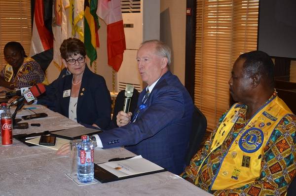 • Chief Dr Doliwura Zakaria (in smock) with the committee members Mr Brian E Sheehan (second from right) speaking at the meeting Photo: Godwin Ofosu-Acheampong