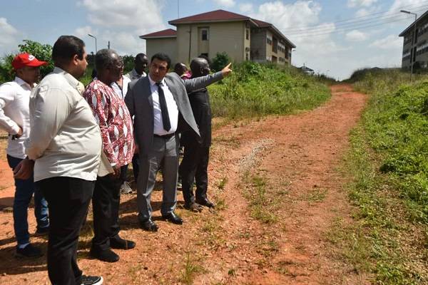 • Mr Ahmed Abu Shamaa pointing at one of the sites to Dr Nsiah Asare (second from left). With them include Mr Abraham Dwuma Odoom (right)
