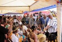Former President John Mahama, NDC officials exchange pleasantries with Chiefs of Avenor